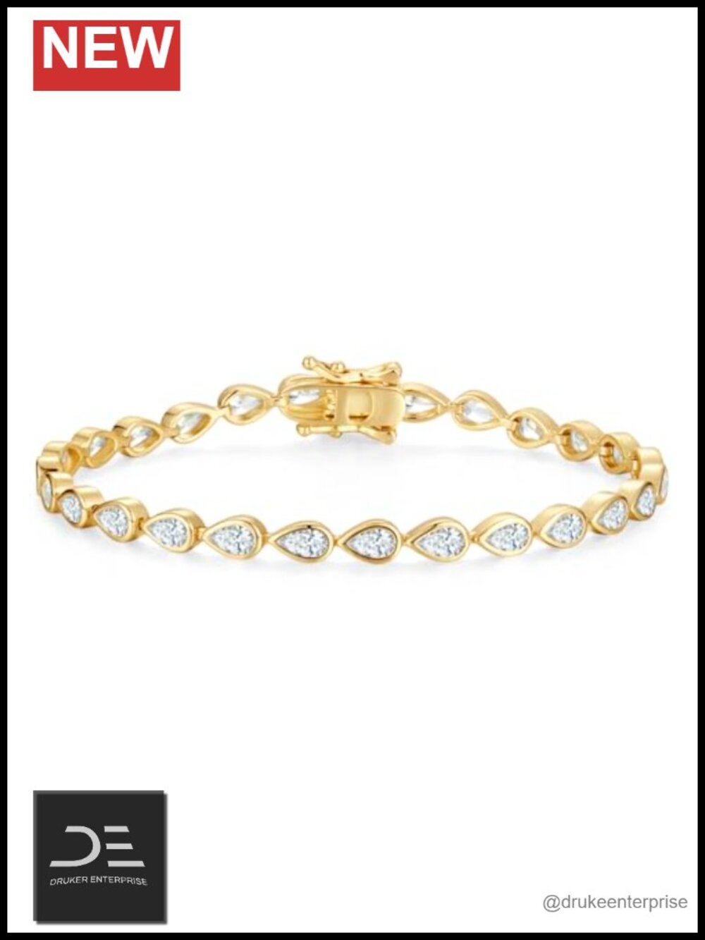 925 Sterling Silver Tennis Bracelet Pear CZ Classic